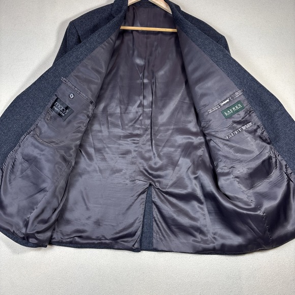 Lauren Ralph Lauren Mens 48R Blazer Sport Coat 100% Wool Mini Herringbone - Picture 2 of 10